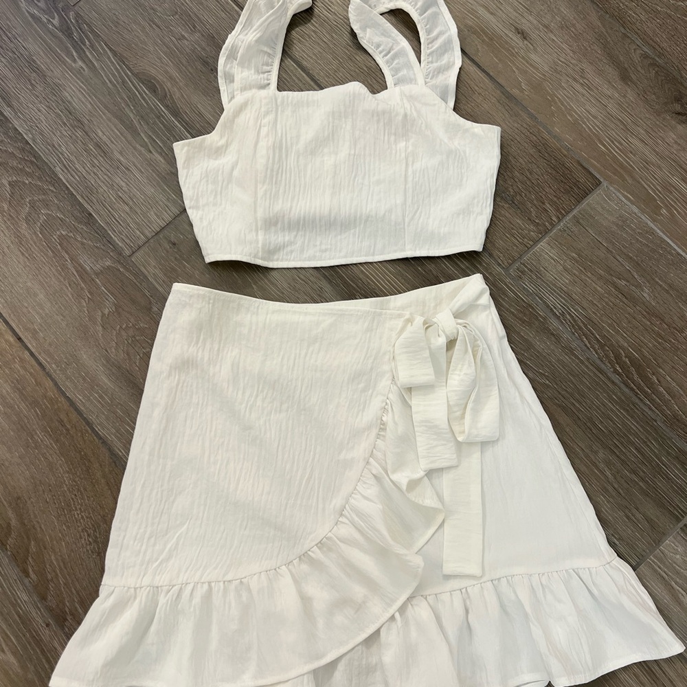 Pink Lily White Top + skirt set